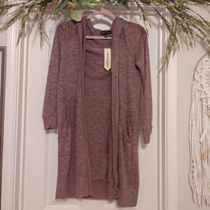 Long, hooded, brand new cardigan.